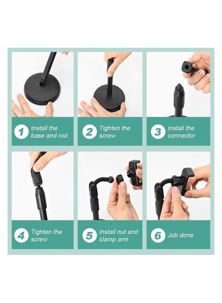 Mobile Phone Holder for Live Streaming, YouTube Video Photography, Adjustable Height and Angle, Flexible Arm with Gooseneck Design, Universal Cell Phone for Office and Kitchen, Plastic - Image 3