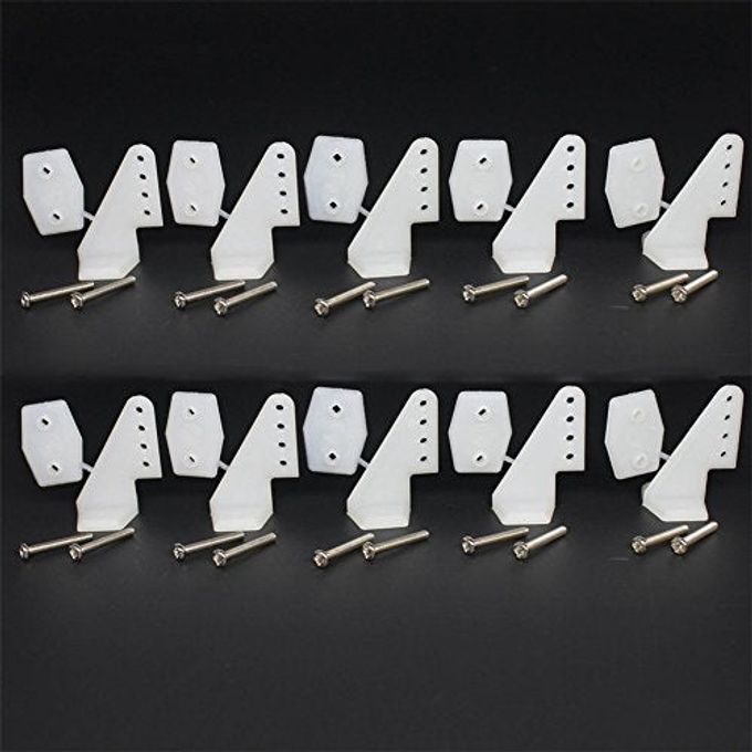 Hobbypark 10 Sets Nylon Standard Control Horns W13xL18xH25mm 4 Holes with Screw for RC Airplane Parts KT Model Replacement - Image 1