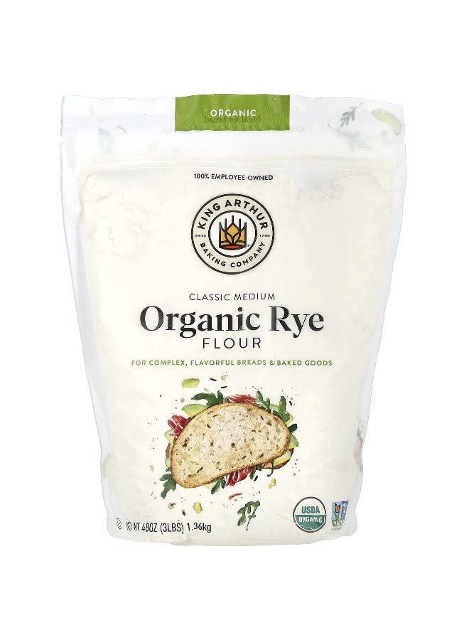 KING ARTHUR BAKING COMPANY King Arthur Baking Company, Organic, Classic Medium Rye Flour, 3 lbs (1.36 kg)  - Image 1