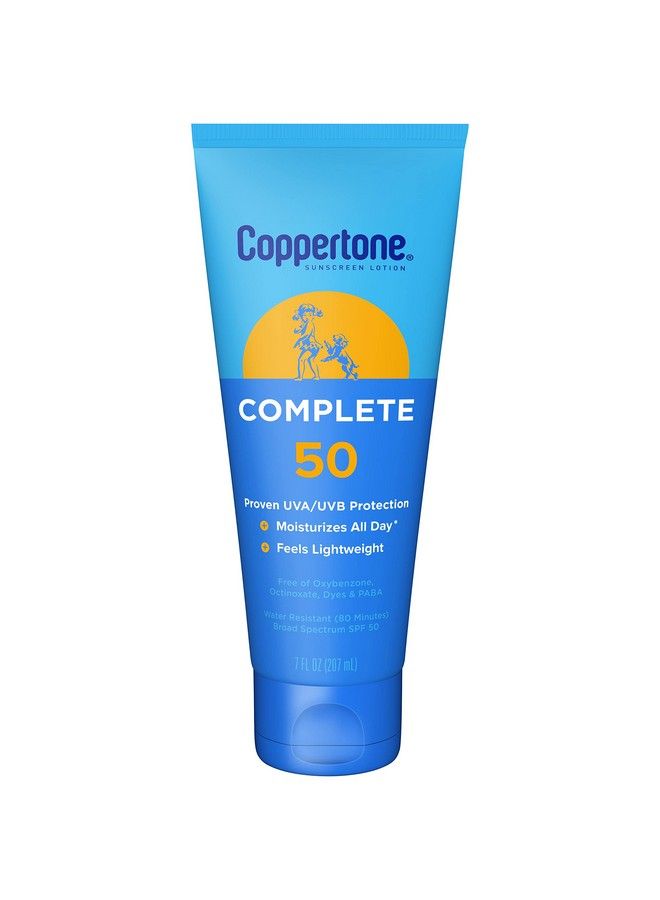 Coppertone Complete Spf 50 Sunscreen Lotion Lightweight Moisturizing Sunscreen Water Resistant Body Sunscreen Spf 50 7 Fl Oz Tube - Image 1
