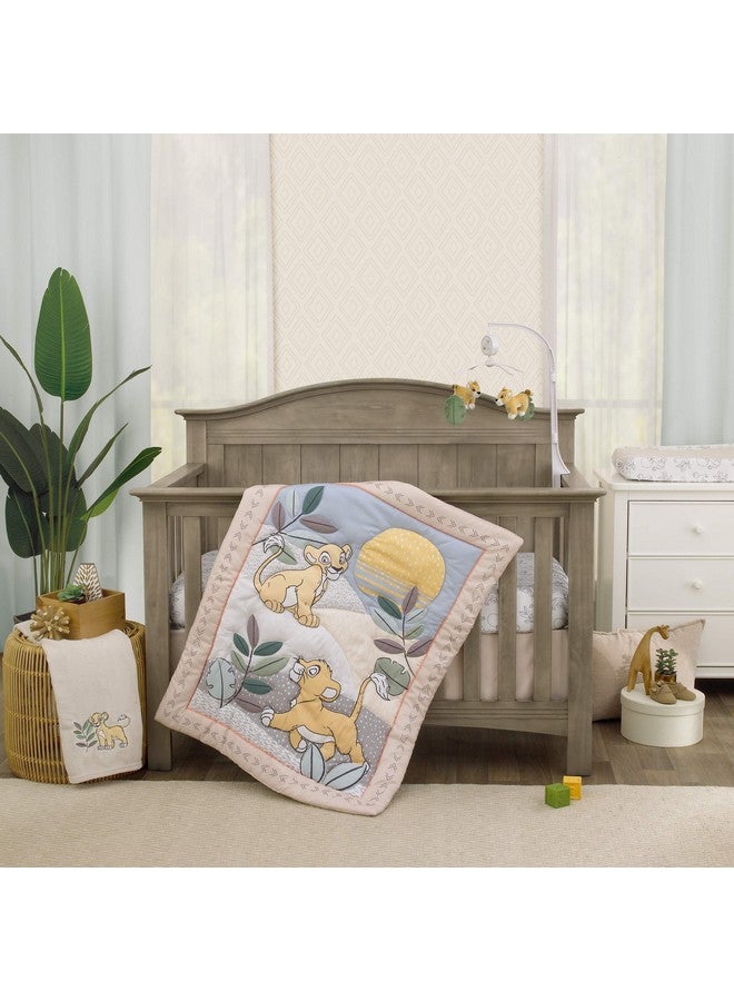 Disney Lion King Leader of The Pack Grey, Sage, Ivory and Yellow 3 Piece Nursery Crib Bedding Set - Comforter, Fitted Crib Sheet, and Crib Skirt - Image 1