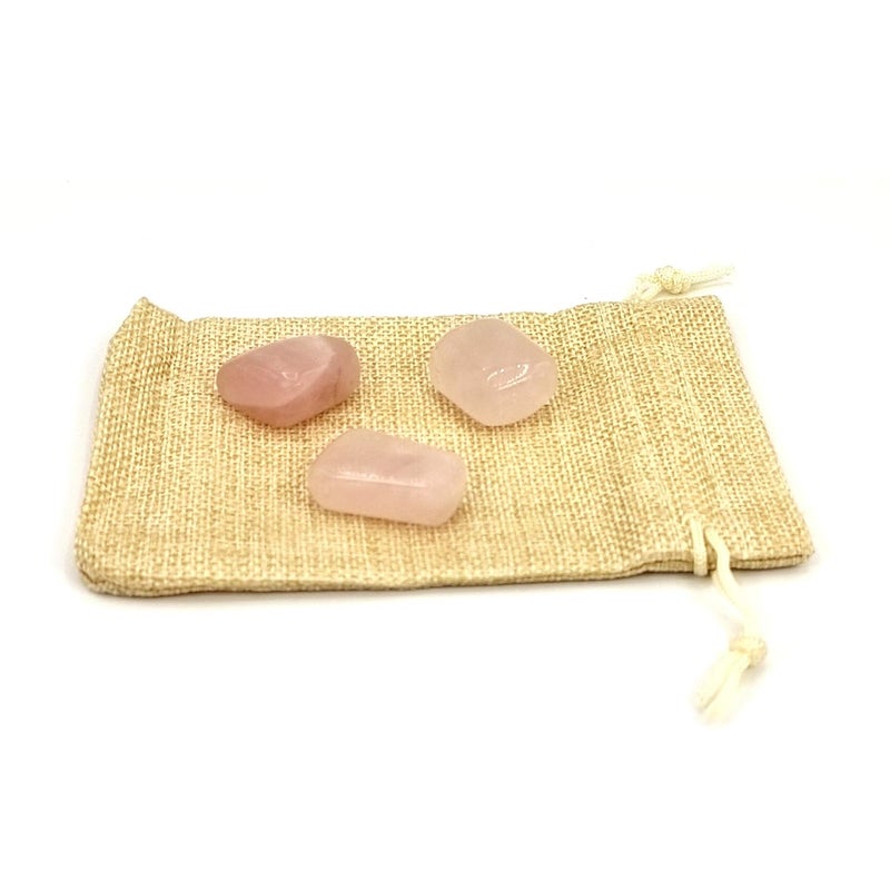 Plus Value Plus Value Natural Rose Quartz Tumbled Stone Pebbles Reiki Healing Aura Chakra Jute Bag 50grams  - Image 5