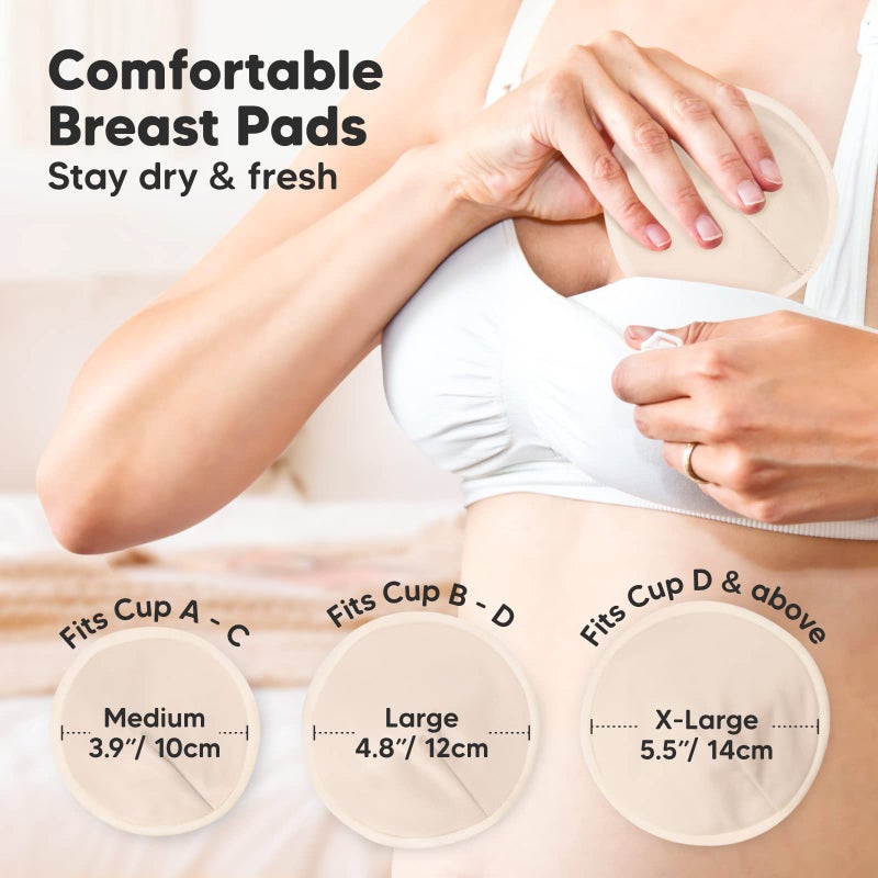 KeaBabies Organic Nursing Pads - 14 Washable Viscose Derived from Bamboo Breastfeeding Pads, Wash Bag, Reusable Breast Pads for Breastfeeding, Nipple Pads for Breastfeeding Essentials (Bare Beige, L 4.8) - Image 3