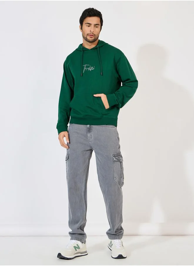 Styli Minimal Slogan Print Relaxed Fit Hoodie