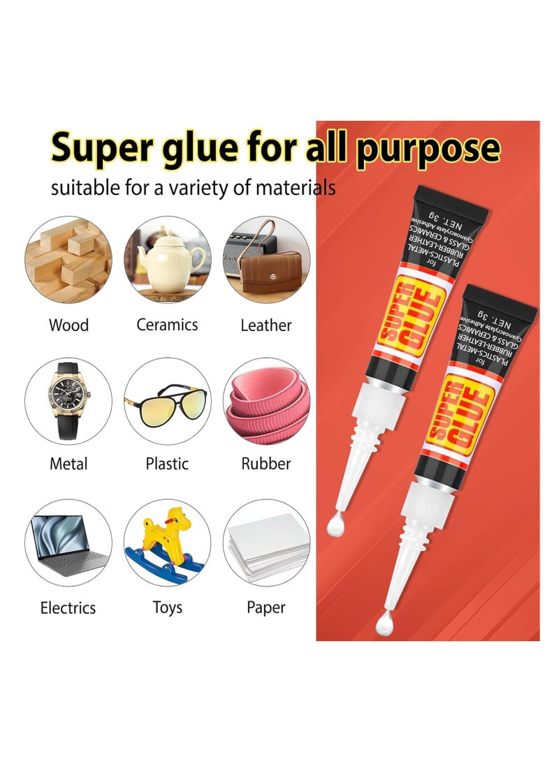 سوبر جلو غراء فائق القوة، عبوة من 12 أنبوبًا بوزن 3 جرام، لاصق متعدد الأسطح للبلاستيك والمعادن والزجاج والسيراميك، سريع الجفاف - Image 4