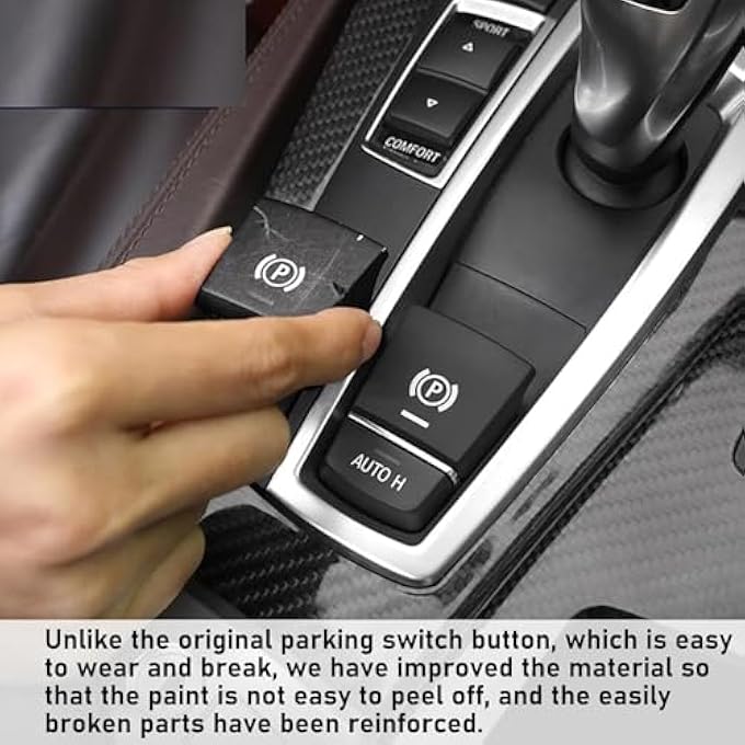 ريحني متوافق مع زر فرامل الانتظار Bmw 5 F106 F127 F01X3 F25X4 F26X5 F15X6 F16 2015 2016 2017 2018 2019 ملحقات غطاء زر مفتاح الانتظار بديل زر الفرامل الإلكترونية - Image 3