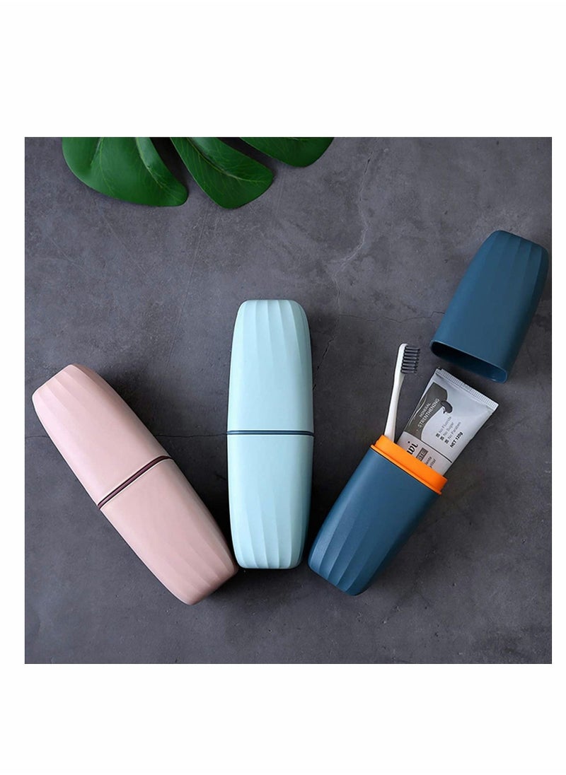 Toothbrush Cup, 2Pcs Travel Toothbrush Holder, Portable Toothbrush Case Long 7.87 inch, Business Trip and School, Multifuction Toothbrushes Toothpaste Set with Two Colors (Blue and Pink) - Image 5