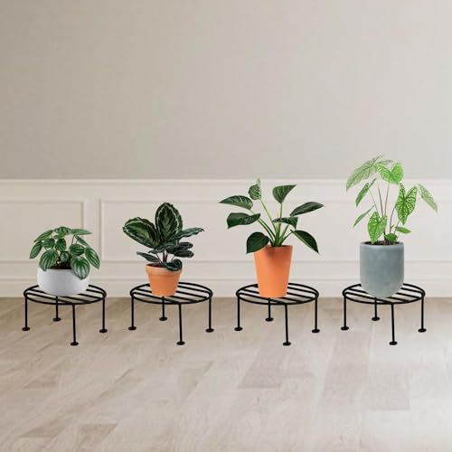 BENAVJI Balcony Garden Iron Plant Stand Terrace Display Rack for Outdoor Pot Holder, Weatherproof & Stylish Design Pack of 4 - Image 5