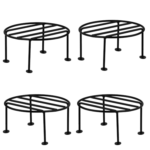 BENAVJI Balcony Garden Iron Plant Stand Terrace Display Rack for Outdoor Pot Holder, Weatherproof & Stylish Design Pack of 4 - Image 1
