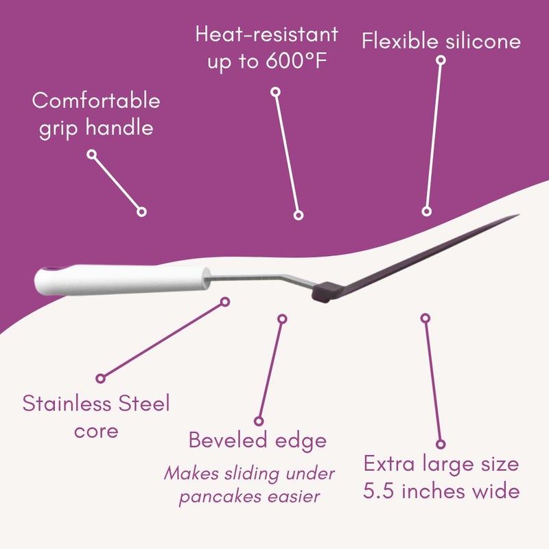 KPKitchen Wide Pancake Spatula Flipper - Heat Resistant Extra Large Silicone Turner for Non-Stick Cookware & Griddle - Perfect for Crepes & Eggs - Ideal Big Baking Tool for Women Who Love to Bake by KPKitchen - Image 4