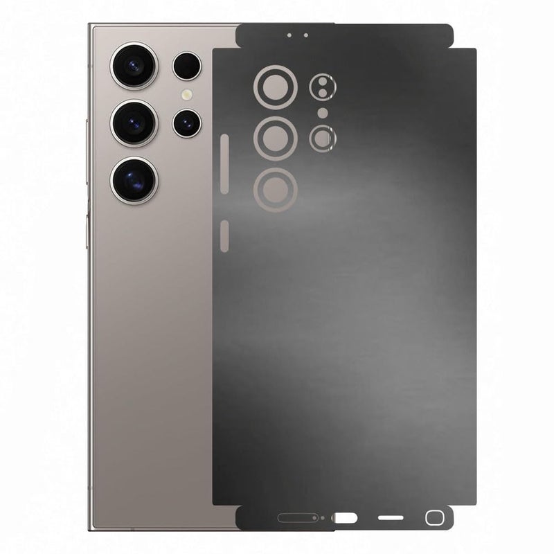 Mobile Skin Sticker Wrap | Compatible for Samsung S24 Ultra (5g) | Scratchproof Matte Finish | Full Coverage for All Sides & Camera Protection (Design - Metallic Grey)