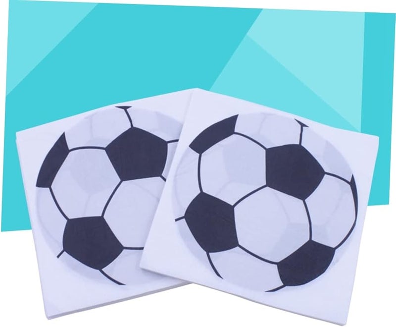 مناديل حفلة كرة القدم البيضاء 40 قطعة حجم متوسط لتزيين أعياد ميلاد الأولاد والبنات - Image 4