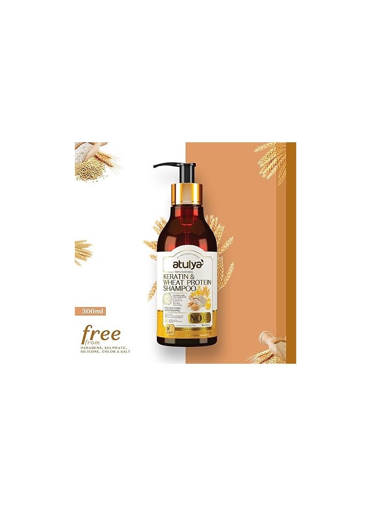 Atulya Keratin Wheat Protein Shampoo for Protecting Repairing Hair Anti Frizz Shampoo No Added Paraben - Image 3