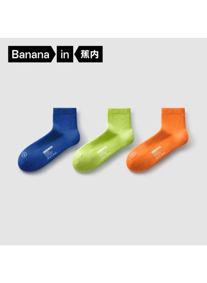 Bananain Nitrogen 501d Men's Cotton Socks, Athletic Terry Cushioning Breathable Odor-resistant 10a Antibacterial Short Tube Summer Socks, 3 Pairs Pack - Image 1