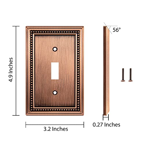 Henne Bery Sunken Pearls Heavy Duty Decorative Wall Plate Switch Plate Outlet Cover (Single Toggle, 2 Pack, Antique Copper) - Image 3