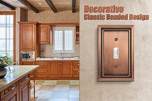 Henne Bery Sunken Pearls Heavy Duty Decorative Wall Plate Switch Plate Outlet Cover (Single Toggle, 2 Pack, Antique Copper) - Image 4