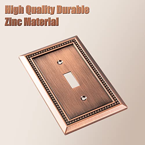 Henne Bery Sunken Pearls Heavy Duty Decorative Wall Plate Switch Plate Outlet Cover (Single Toggle, 2 Pack, Antique Copper) - Image 2