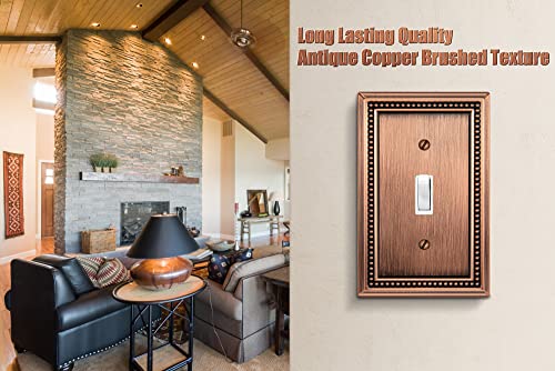 Henne Bery Sunken Pearls Heavy Duty Decorative Wall Plate Switch Plate Outlet Cover (Single Toggle, 2 Pack, Antique Copper) - Image 5