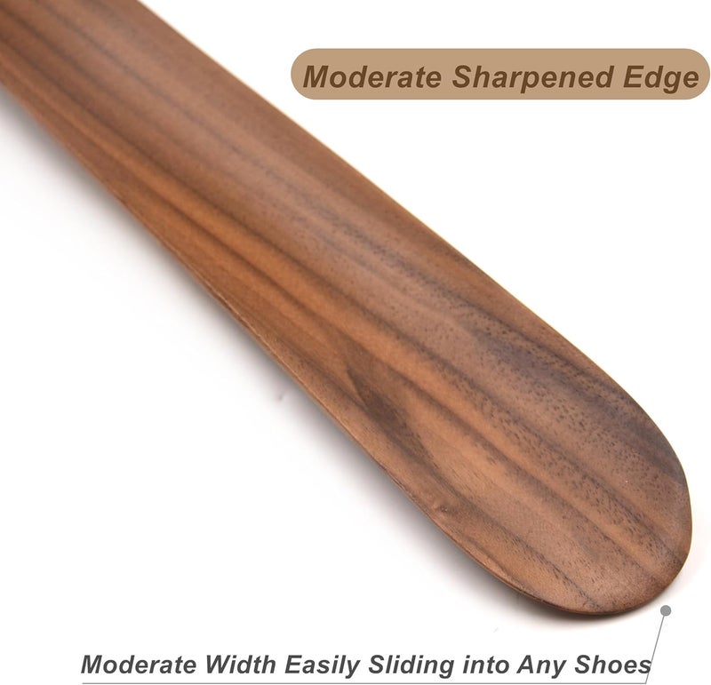 Bamber Wooden Shoe Horn Wood Shoehorn with Handle for Seniors Women Men Kids, 15'' Long, Black Walnut - Image 5