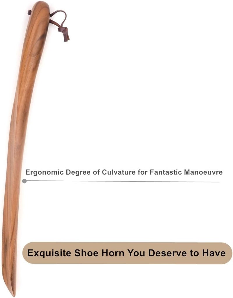Bamber Wooden Shoe Horn Wood Shoehorn with Handle for Seniors Women Men Kids, 15'' Long, Black Walnut - Image 4