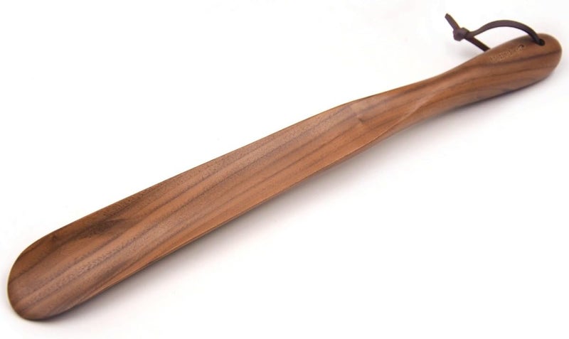 Bamber Wooden Shoe Horn Wood Shoehorn with Handle for Seniors Women Men Kids, 15'' Long, Black Walnut - Image 1
