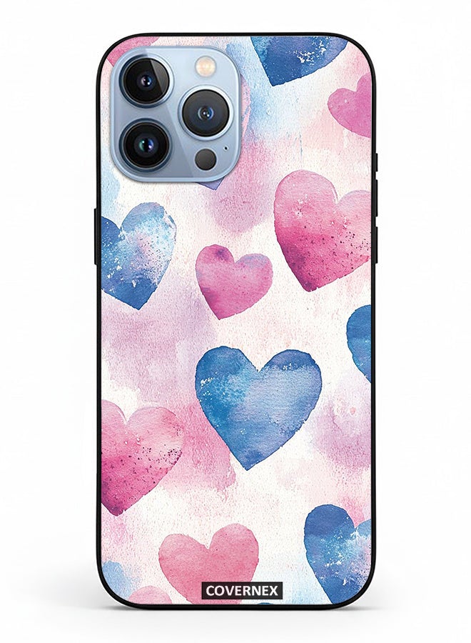 Covernex Apple iPhone 13 Pro Max Protective Case Cover Printed Featuring Watercolor Soft Heart Pattern - Image 2