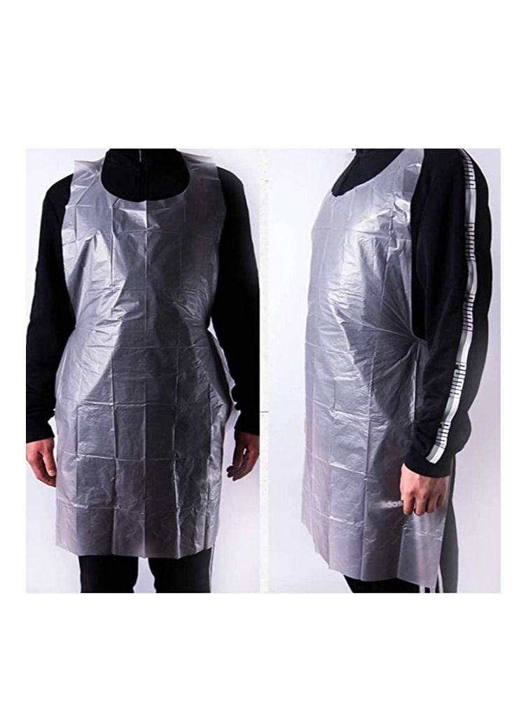 SYOSI Apron 100 Pcs Disposable Apron Disposable Kitchen Apron Plastic Aprons Polythene Aprons Water and Stain Resistant Material - Image 1
