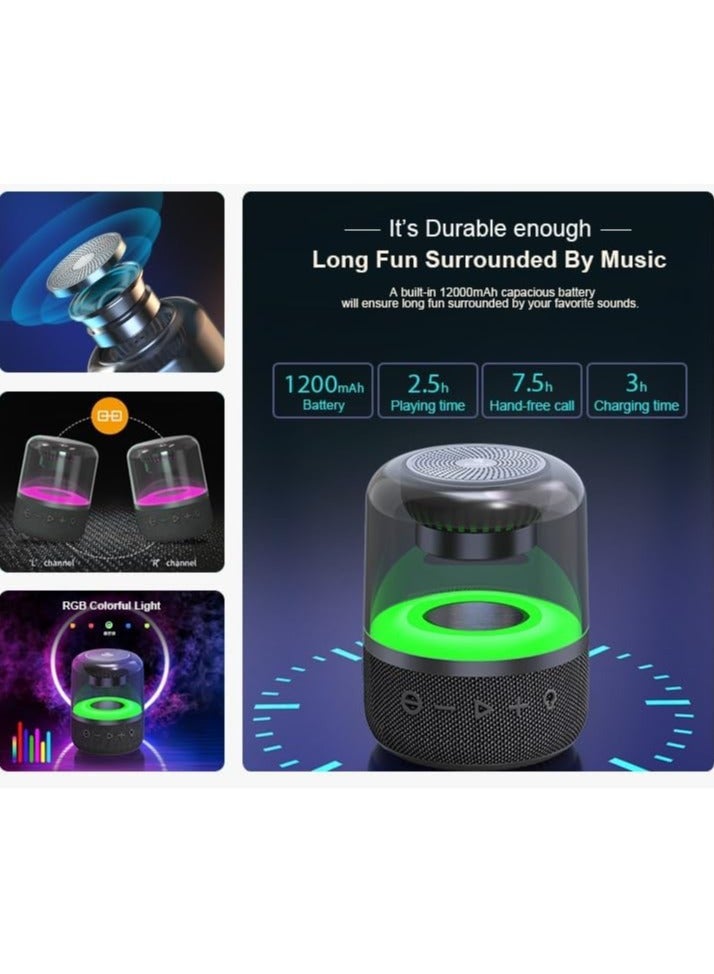Kisonli LP-3S Bluetooth Speaker With Call – 360 Degree Sound (8W) / Deep Bass – Hands-Free Voice Call (Built-In Mic.) – RGB Light – AUX Audio Input/TF card/USB – 1200mAh (2-4 hours) chargeable - Image 2