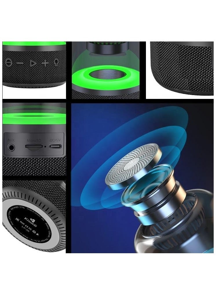 Kisonli LP-3S Bluetooth Speaker With Call – 360 Degree Sound (8W) / Deep Bass – Hands-Free Voice Call (Built-In Mic.) – RGB Light – AUX Audio Input/TF card/USB – 1200mAh (2-4 hours) chargeable - Image 3