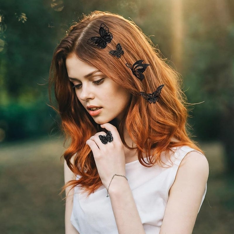 تطبيقات فراشات الدانتيل الأورجانزا ثلاثية الأبعاد البيضاء لملابس DIY 12 قطعة - Image 4