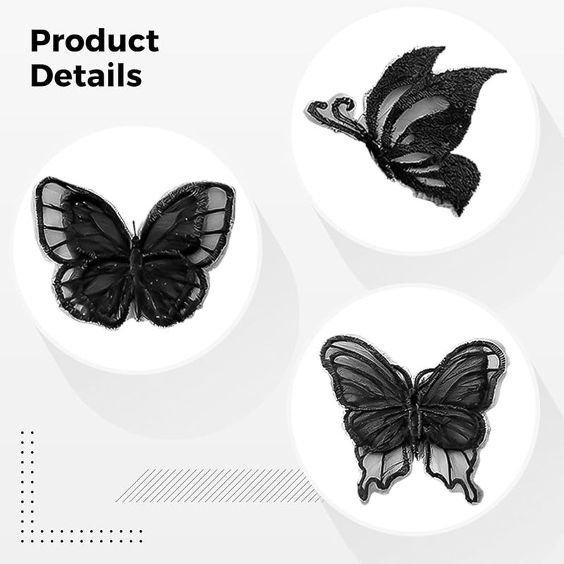 تطبيقات فراشات الدانتيل الأورجانزا ثلاثية الأبعاد البيضاء لملابس DIY 12 قطعة - Image 3