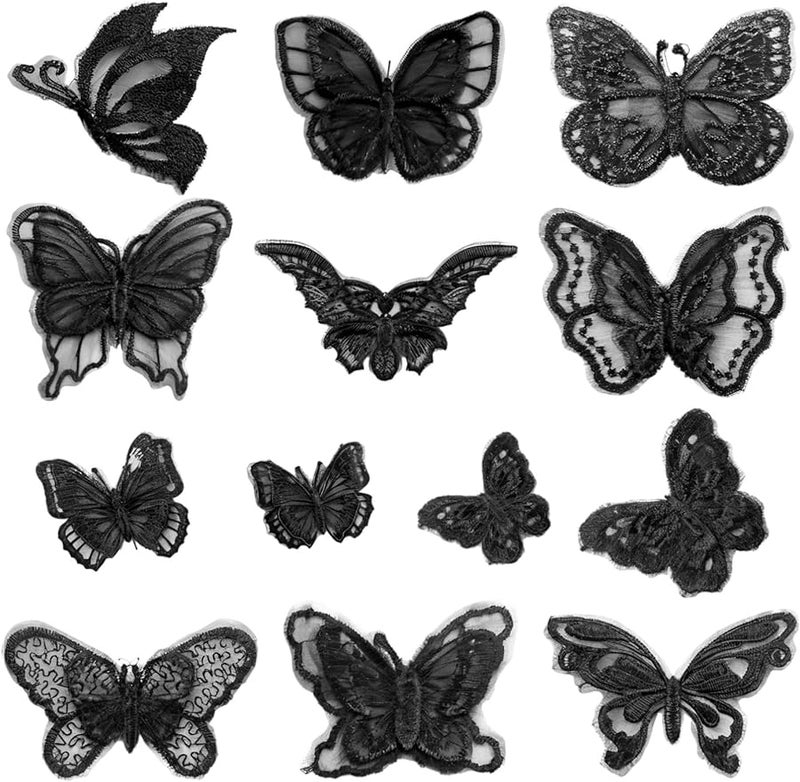 تطبيقات فراشات الدانتيل الأورجانزا ثلاثية الأبعاد البيضاء لملابس DIY 12 قطعة - Image 2