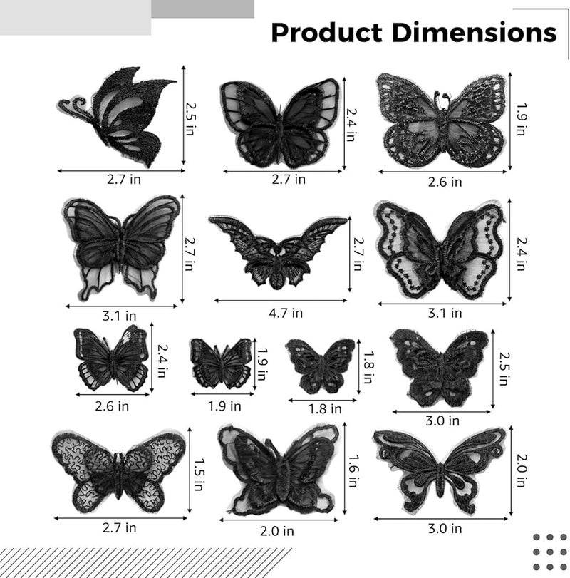 تطبيقات فراشات الدانتيل الأورجانزا ثلاثية الأبعاد البيضاء لملابس DIY 12 قطعة - Image 5