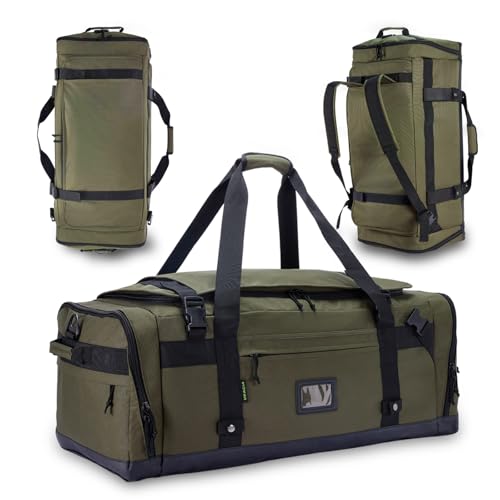 VEAGIA Large Duffle Bag for Travel - Men & Women, Foldable Gym Duffle Backpack, Heavy Duty Tactical Military Canvas Duffel Bags, Extra Big Carry On with Shoe Pockets, Waterproof (80L/103L) - Image 1