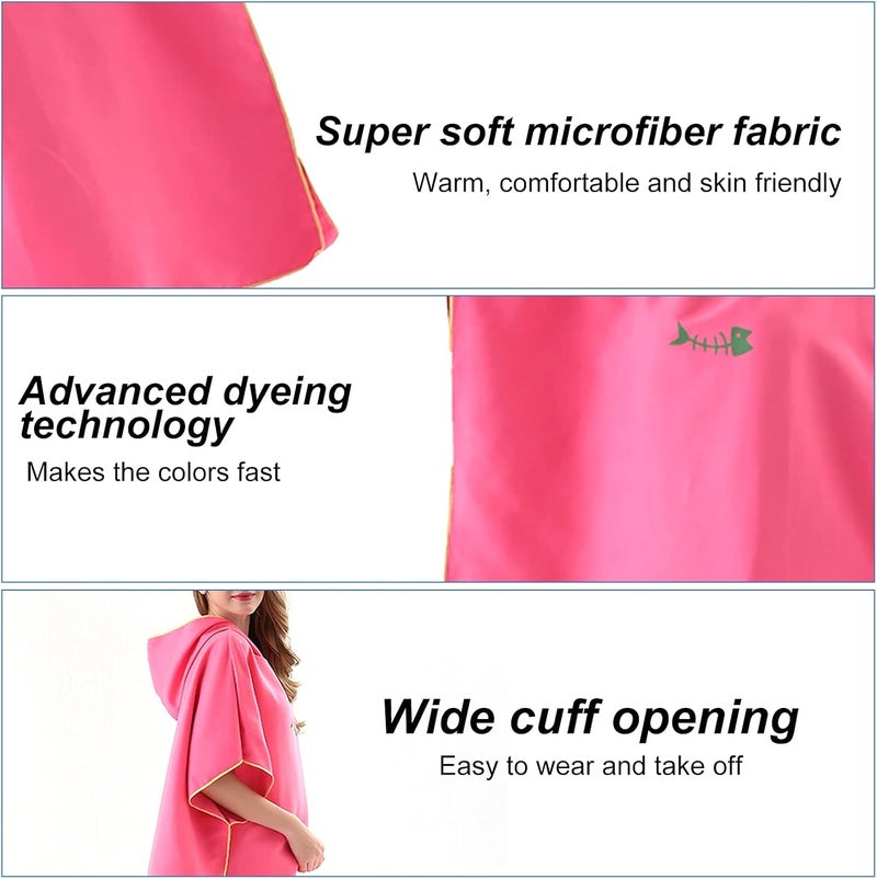 Eacam Surf Poncho Changing Towel with Hood - Microfiber Beach Blanket Bath Swim Towel for Adults - Image 4