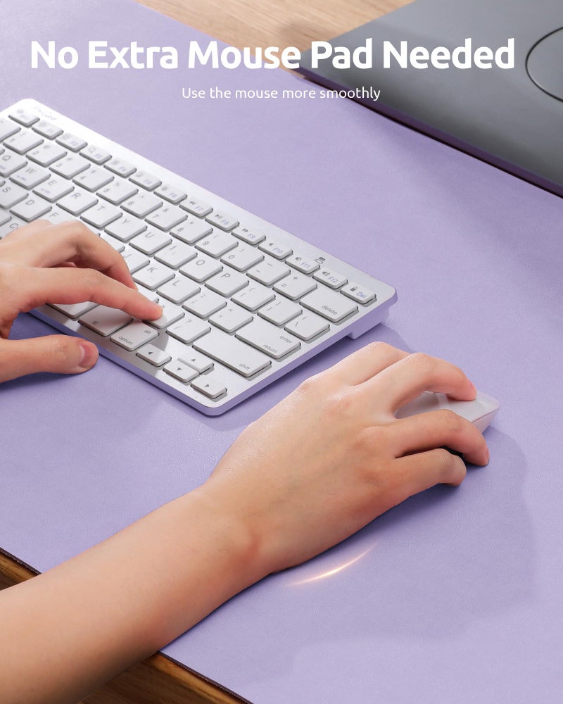 YSAGi Leather Desk Protector, Office Mat, Large Mouse Mat, Non-Slip PU Leather Blotter, Laptop Pad, Waterproof Writing Pad for Office and Home (Light Purple, 23.6" x 13.8") - Image 3