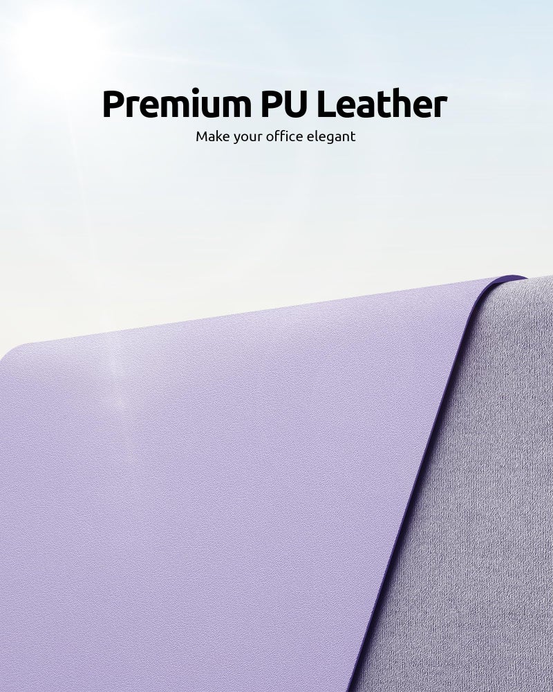 YSAGi Leather Desk Protector, Office Mat, Large Mouse Mat, Non-Slip PU Leather Blotter, Laptop Pad, Waterproof Writing Pad for Office and Home (Light Purple, 23.6" x 13.8") - Image 2
