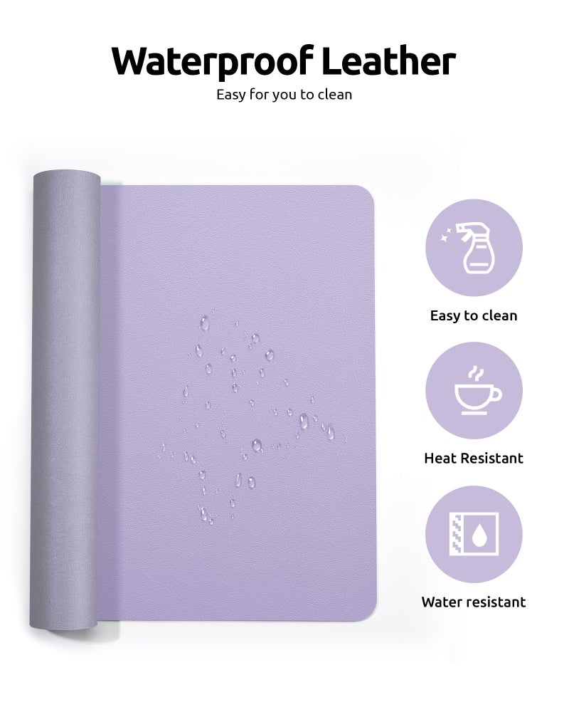 YSAGi Leather Desk Protector, Office Mat, Large Mouse Mat, Non-Slip PU Leather Blotter, Laptop Pad, Waterproof Writing Pad for Office and Home (Light Purple, 23.6" x 13.8") - Image 4