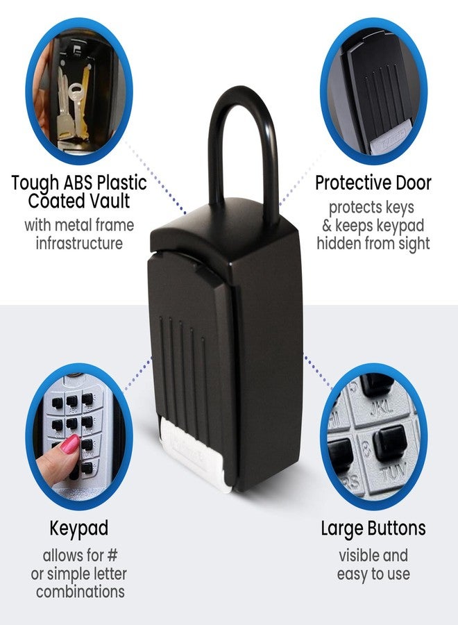 KeyGuard SL-501 Punch Button Lock Box | Portable Shackle LockBox For Outside - Fits House Keys, Car Keys, Fobs, & More | Keypad Safe Box, Digital Push Button Combination Lock | Black Finish - Image 4