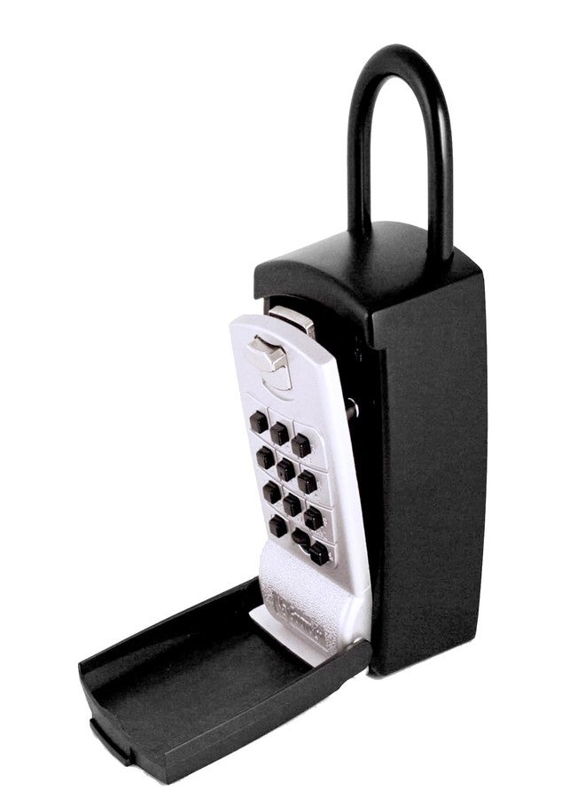 KeyGuard SL-501 Punch Button Lock Box | Portable Shackle LockBox For Outside - Fits House Keys, Car Keys, Fobs, & More | Keypad Safe Box, Digital Push Button Combination Lock | Black Finish - Image 1