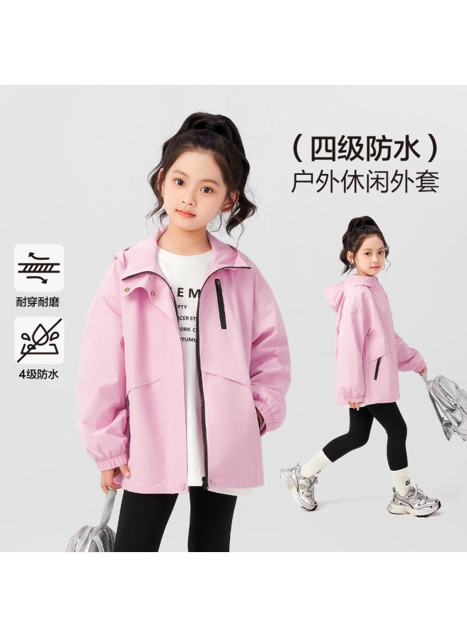 Zuoxi Girls Waterproof Jacket Spring Outdoor Hiking Coat 2025 New Kids Hooded Windbreaker Trendy Children's Clothing - Image 2