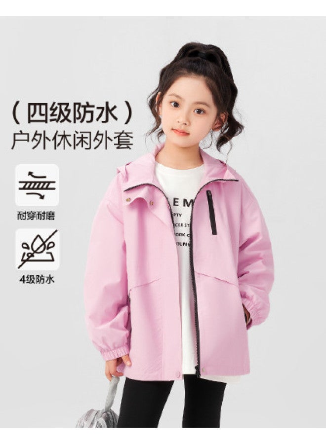 Zuoxi Girls Waterproof Jacket Spring Outdoor Hiking Coat 2025 New Kids Hooded Windbreaker Trendy Children's Clothing - Image 1