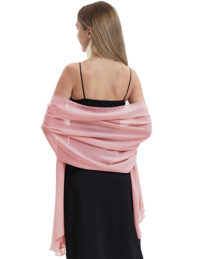 Hotshawl Chiffon Shawls and Wraps for Evening Dresses Women Elegant Soft Scarf Bridal Scarve Wedding Stole (Blush, One Size) - Image 3