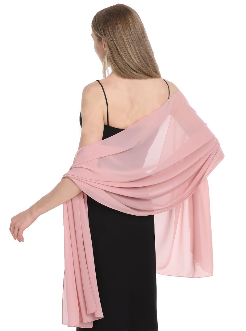 Hotshawl Chiffon Shawls and Wraps for Evening Dresses Women Elegant Soft Scarf Bridal Scarve Wedding Stole (Blush, One Size) - Image 2