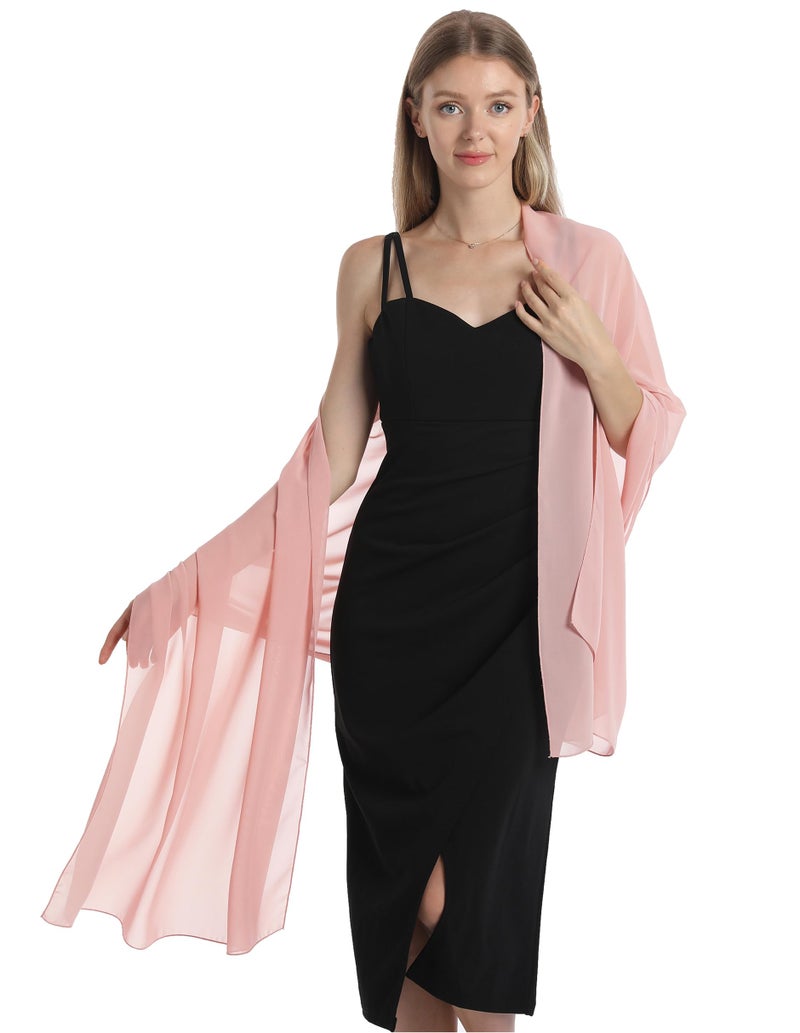 Hotshawl Chiffon Shawls and Wraps for Evening Dresses Women Elegant Soft Scarf Bridal Scarve Wedding Stole (Blush, One Size) - Image 4