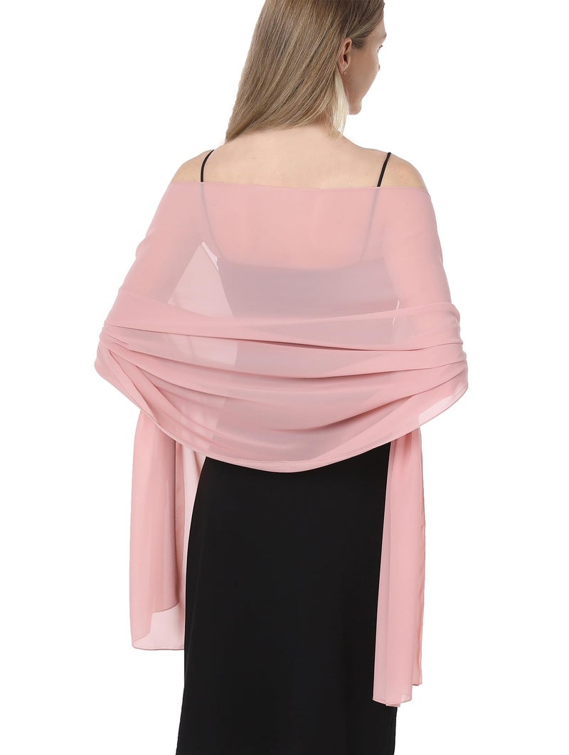 Hotshawl Chiffon Shawls and Wraps for Evening Dresses Women Elegant Soft Scarf Bridal Scarve Wedding Stole (Blush, One Size) - Image 1