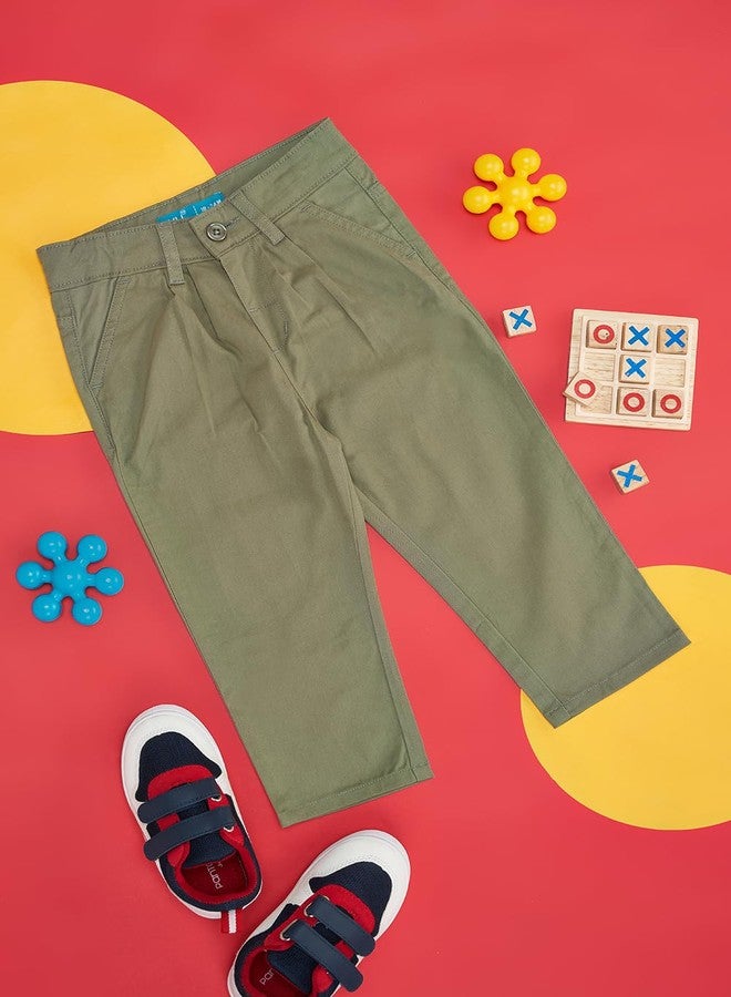YU by Pantaloons Baby Boy's Regular Fit Trousers (110149490022_Olive - Image 2
