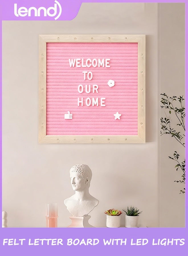 لينند لوحة حروف مضيئة من اللباد مزودة بمصابيح LED - لوحة رسائل قابلة للتغيير مثبتة على الحائط مع حامل ثلاثي القوائم وحروف لهدايا أعياد الميلاد وحفلات الانتقال إلى منزل جديد وديكور منزلي باللون الوردي - Image 2