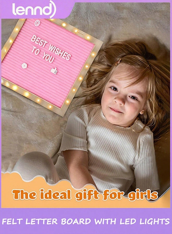 لينند لوحة حروف مضيئة من اللباد مزودة بمصابيح LED - لوحة رسائل قابلة للتغيير مثبتة على الحائط مع حامل ثلاثي القوائم وحروف لهدايا أعياد الميلاد وحفلات الانتقال إلى منزل جديد وديكور منزلي باللون الوردي - Image 4