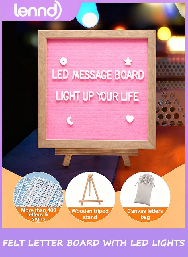 لينند لوحة حروف مضيئة من اللباد مزودة بمصابيح LED - لوحة رسائل قابلة للتغيير مثبتة على الحائط مع حامل ثلاثي القوائم وحروف لهدايا أعياد الميلاد وحفلات الانتقال إلى منزل جديد وديكور منزلي باللون الوردي - Image 5